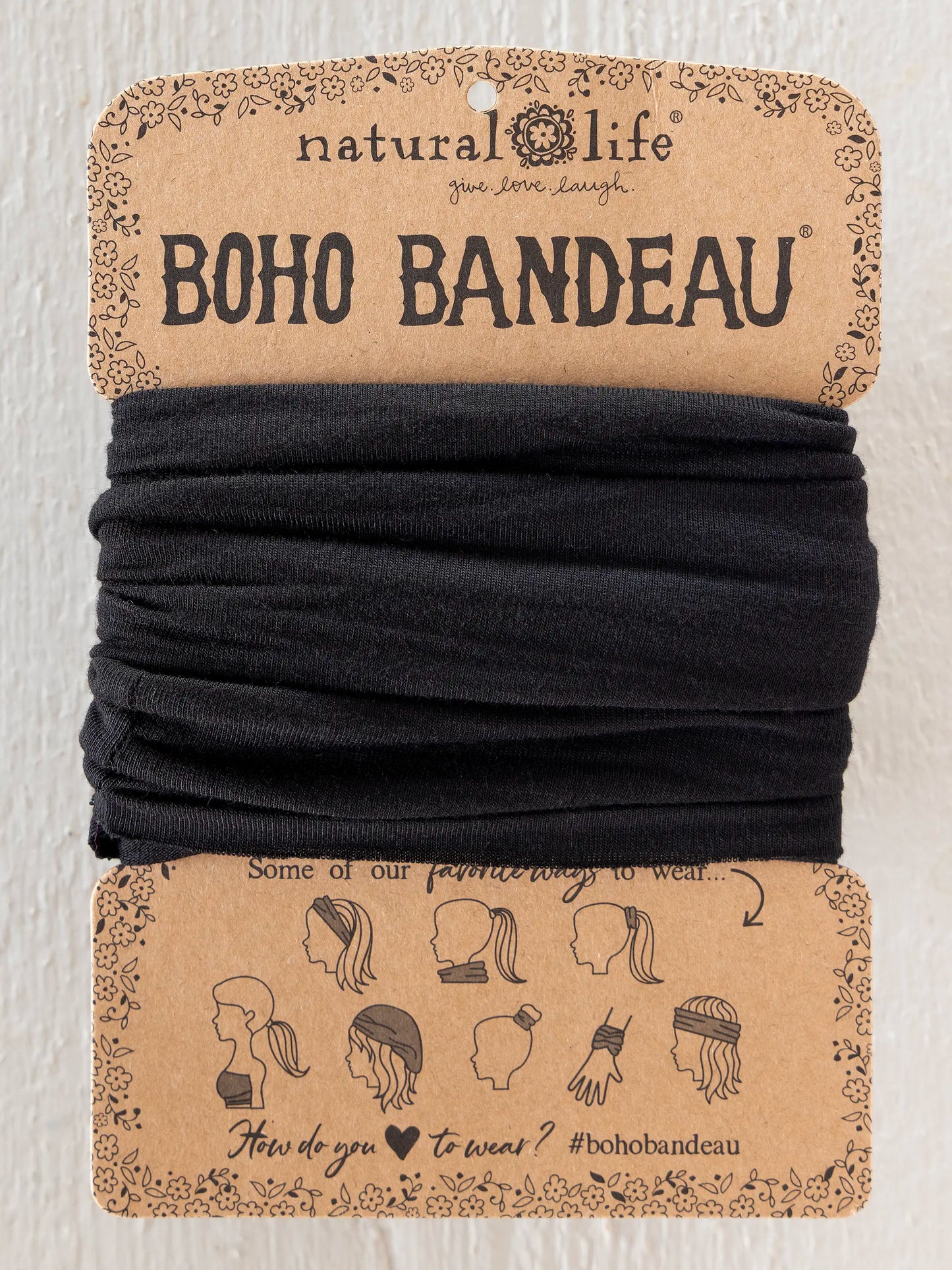 Solid Boho BandeauÂ® Headband - Black