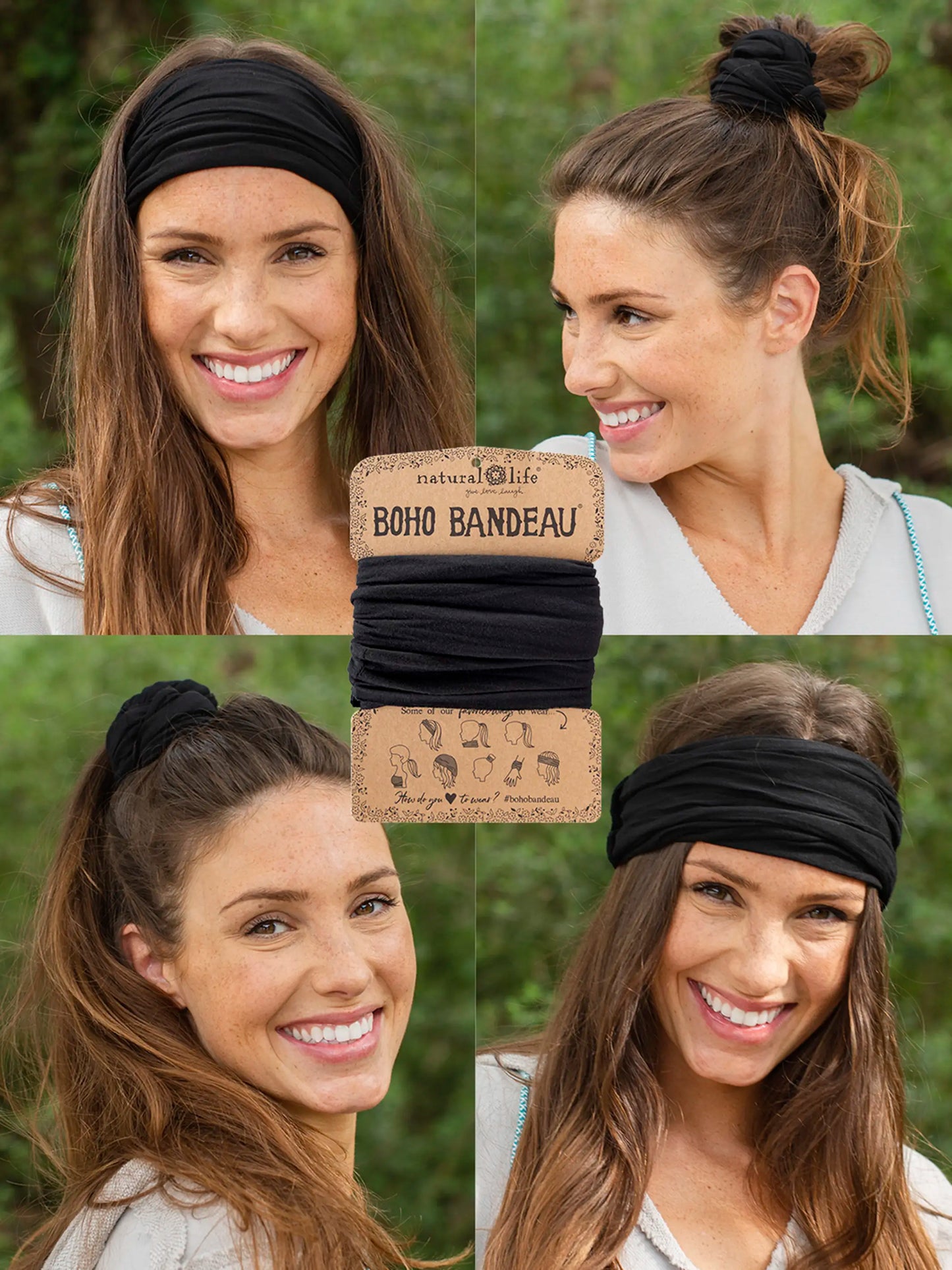 Solid Boho BandeauÂ® Headband - Black