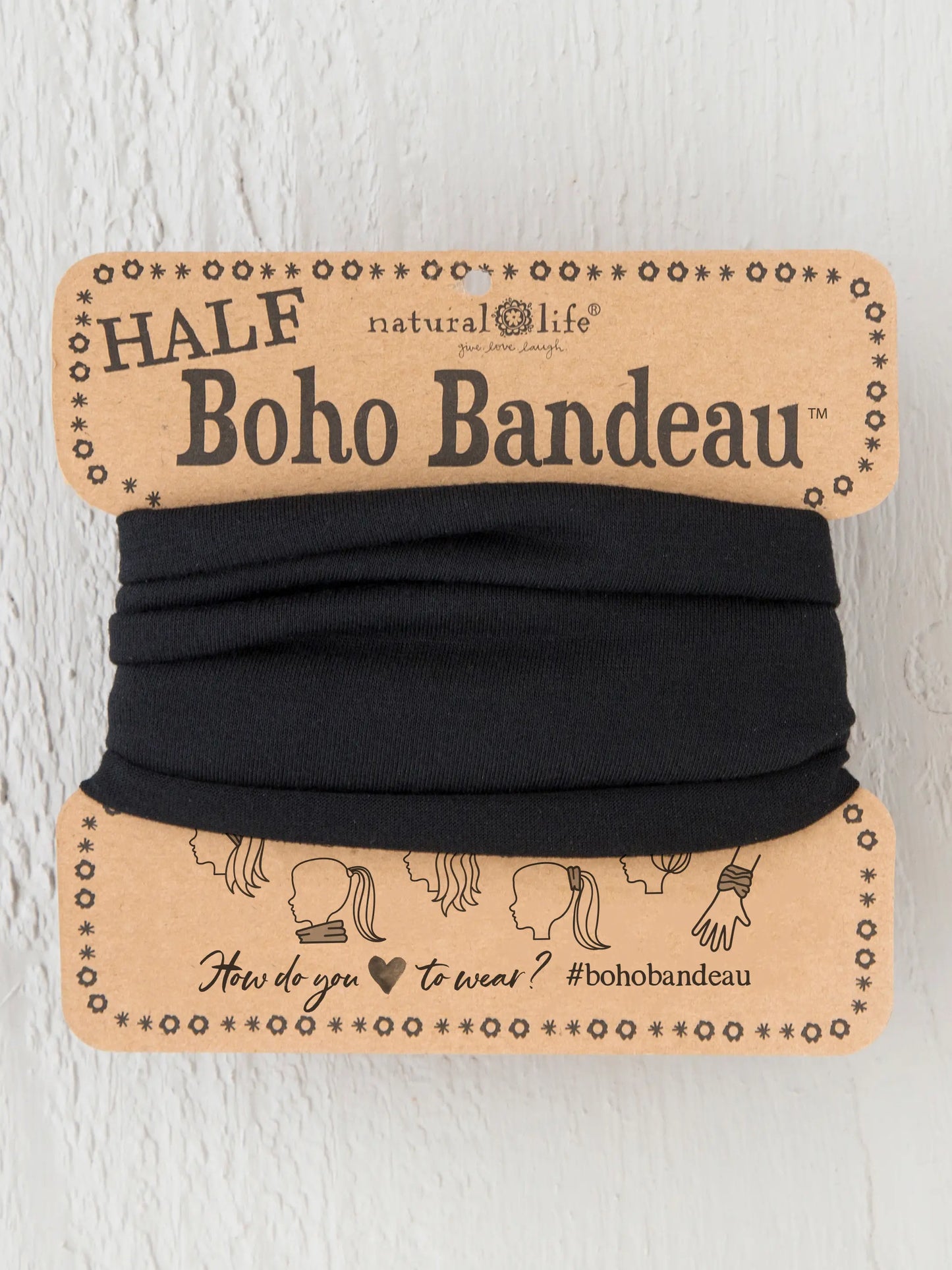 Half Boho BandeauÂ® Headband - Black