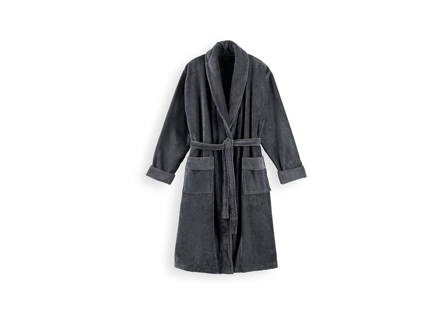 Super Smooth Cotton Bathrobe Men M Charcoal Grey