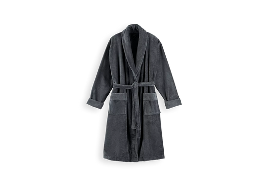 Super Smooth Cotton Bathrobe Men XL Charcoal Grey