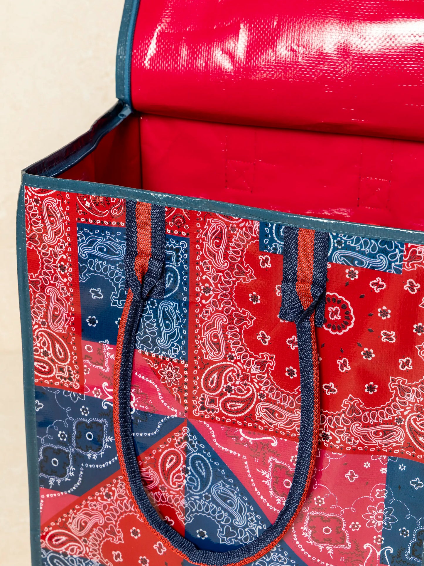 Rolling Tote Bag - Bandana Patchwork Red