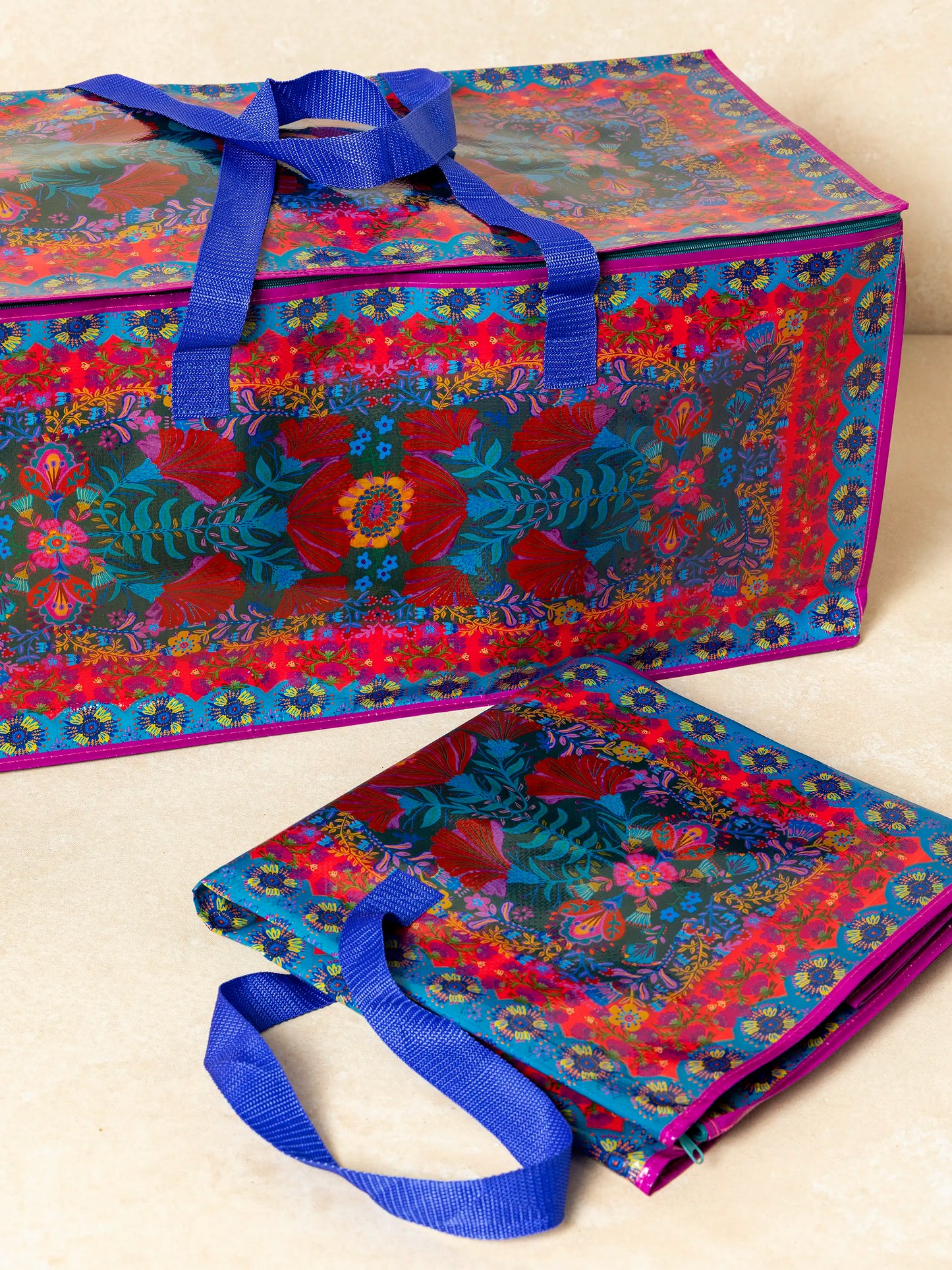 Better Than A Box Packing Tote, Set of 2 - Red Folk Flower
