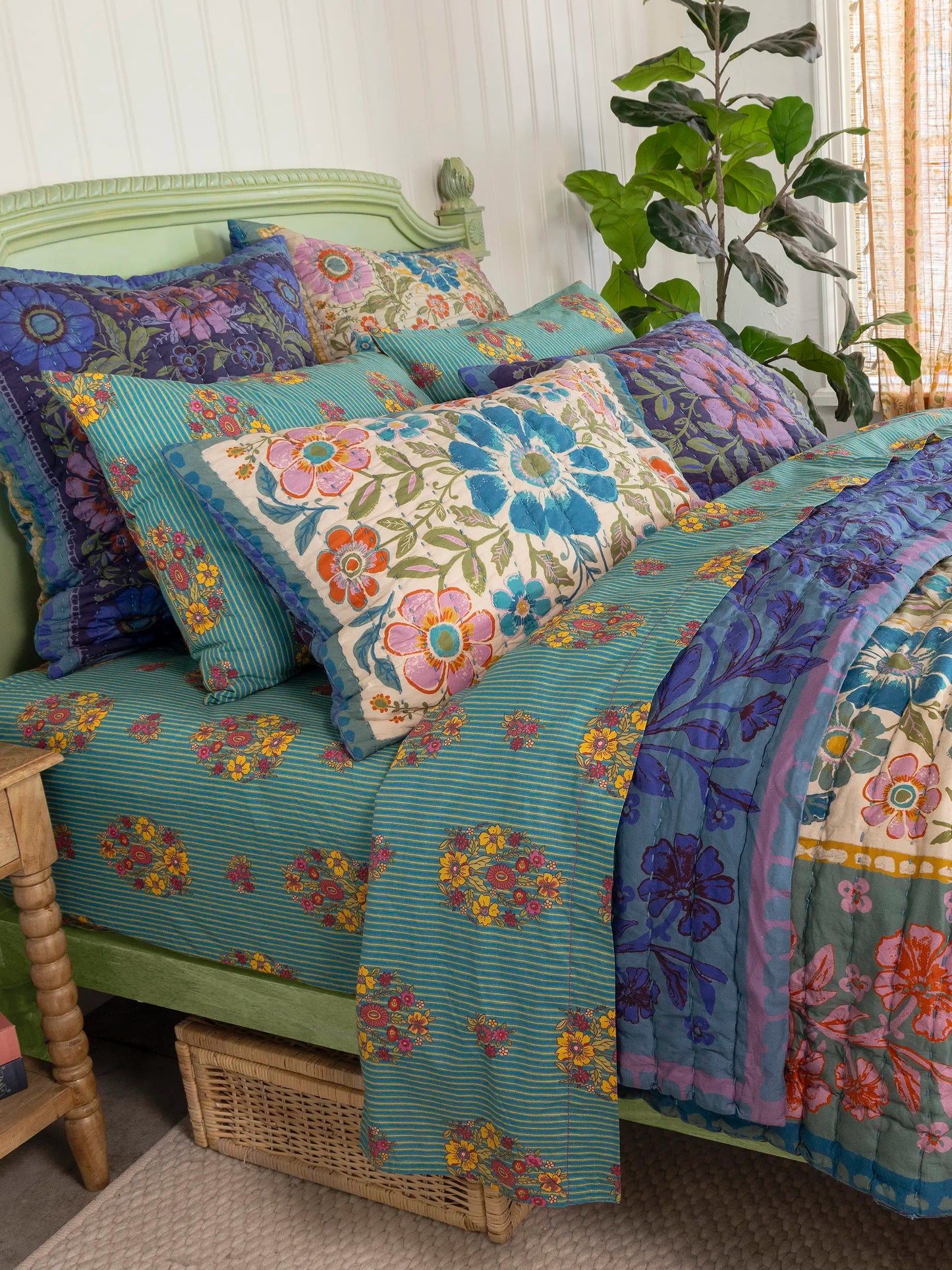 Bungalow Reversible Cotton Shams, Set of 2 - Flower Spell Bandana