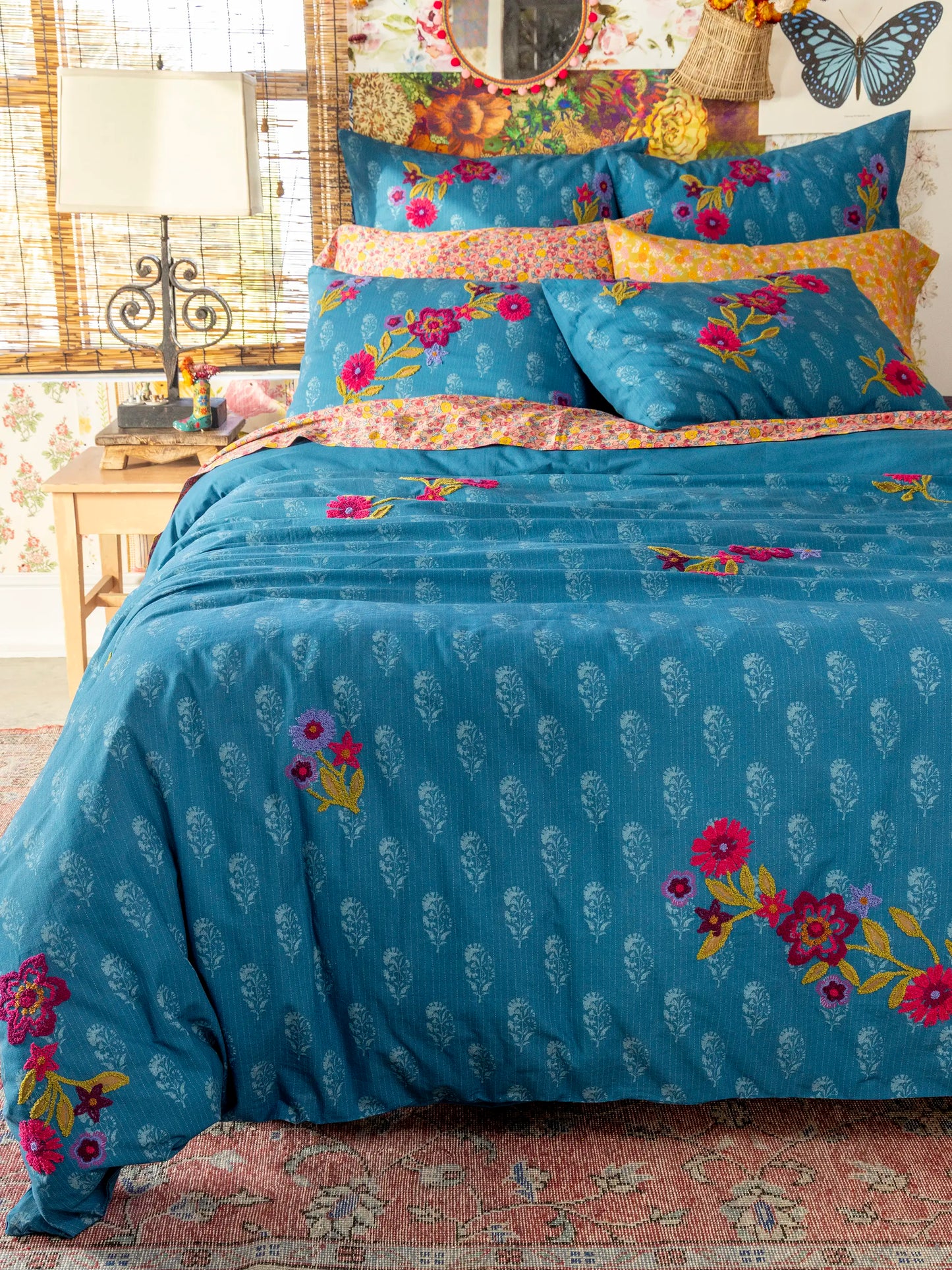 Catalina Cotton Euro Sham - Block Stamp Indigo