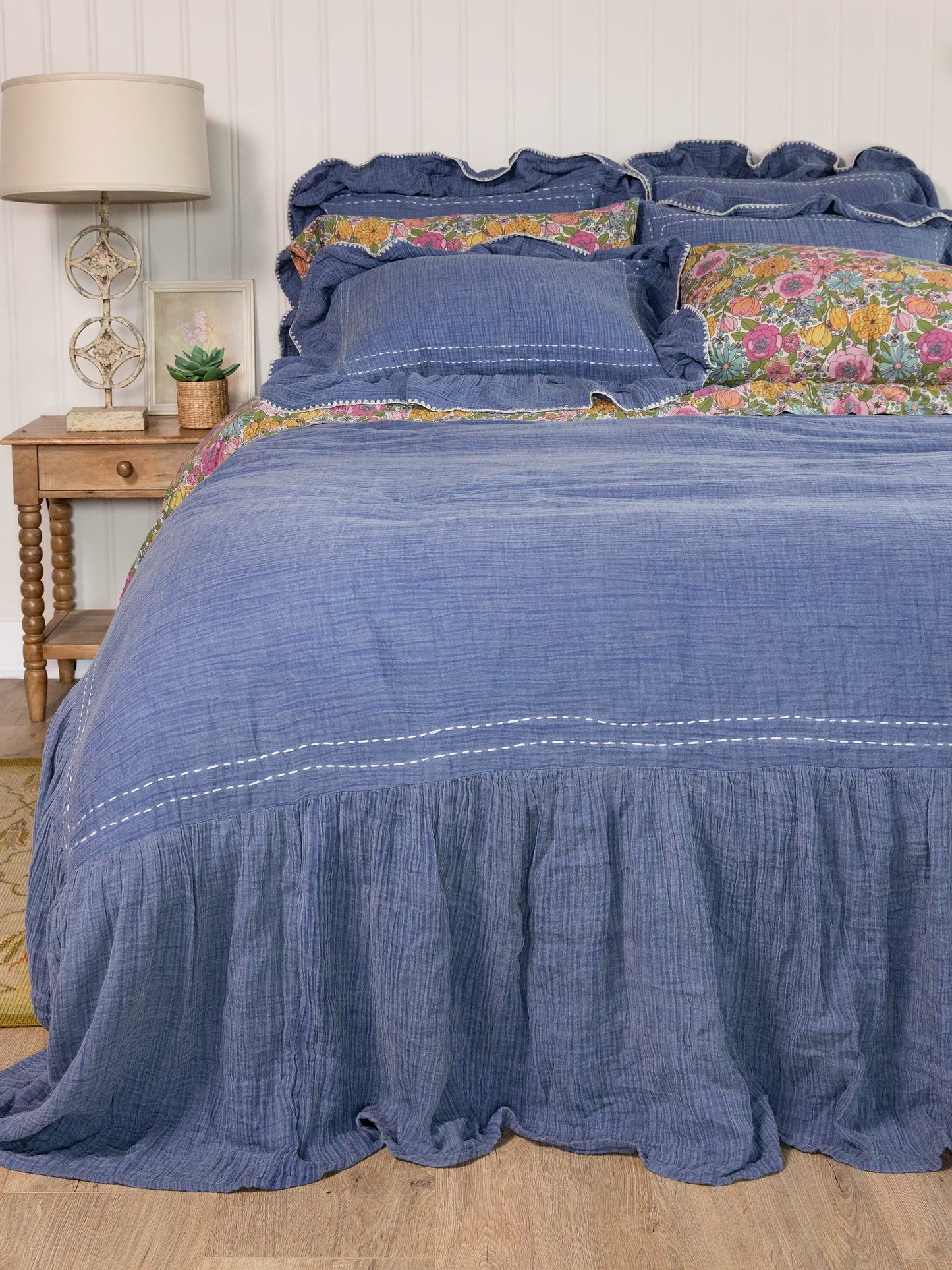 Cotton Ruffle Euro Sham - Vintage Blue