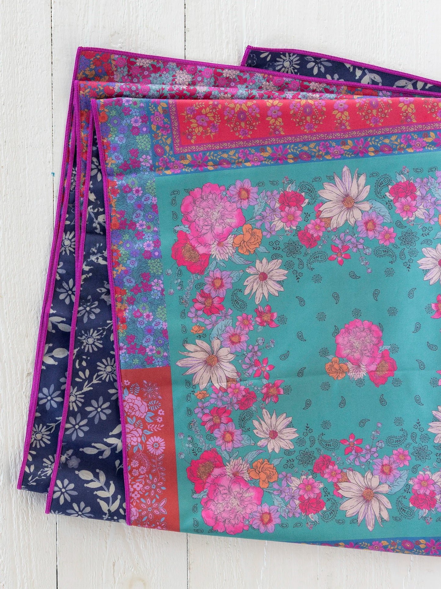 Double-Sided Microfiber Beach Towel - Diamond Bandana Navy