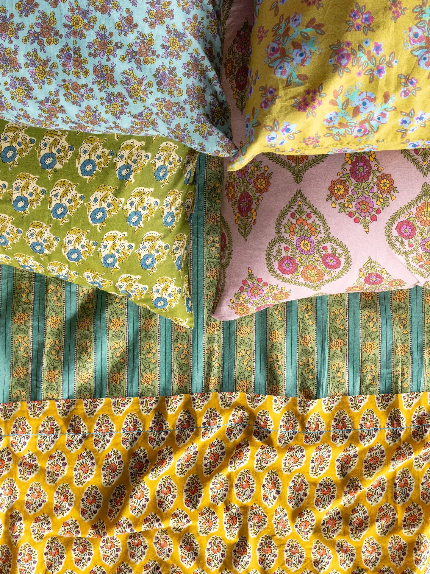 Mix & Match Cotton Fitted Sheet - Teal Vines