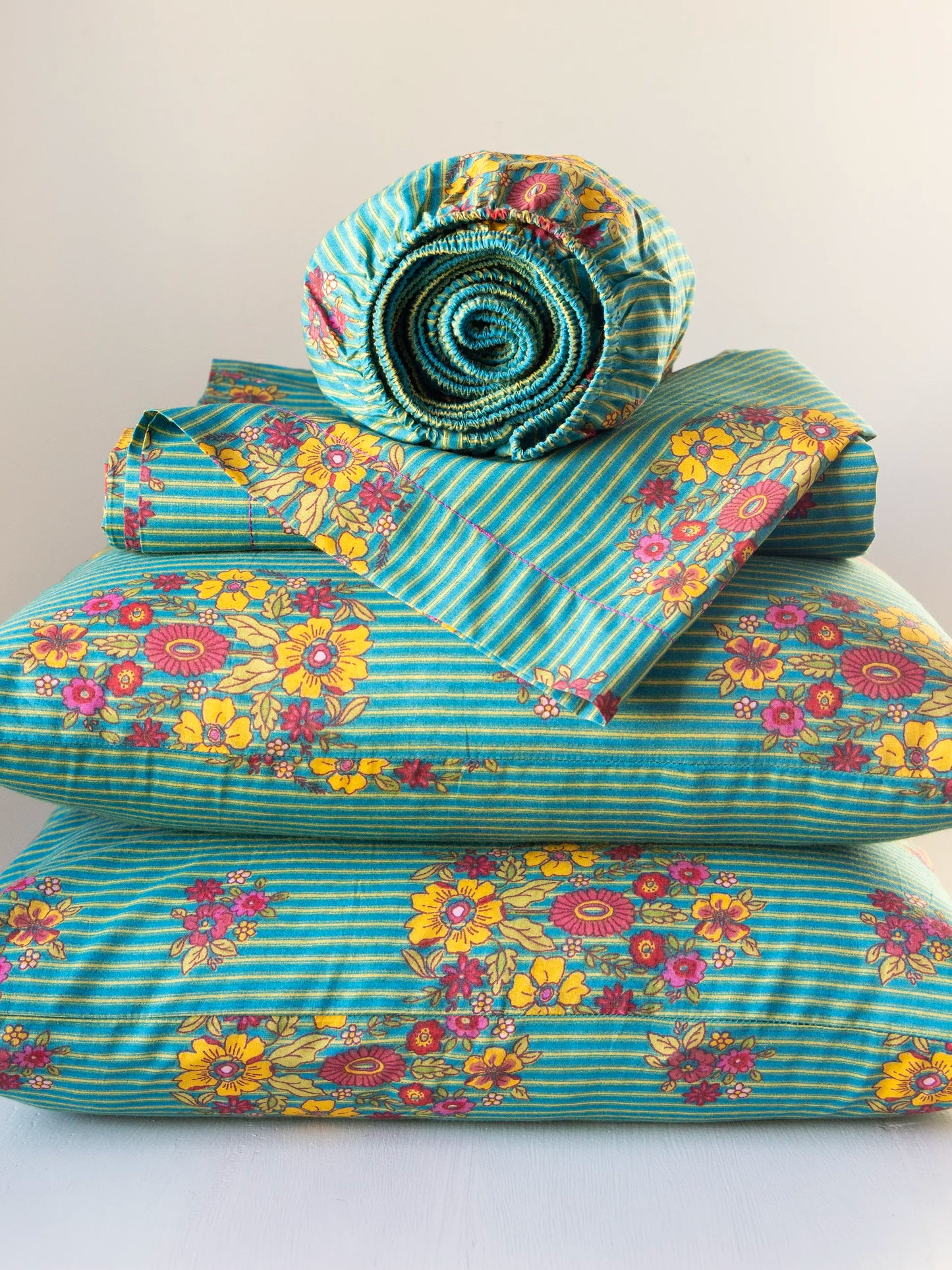 Mix & Match Cotton Pillowcase, Single - Jaipur Stripe