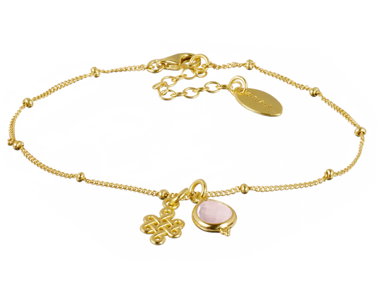 Rose Quartz Infinity Pendant Bracelet Gold Plated