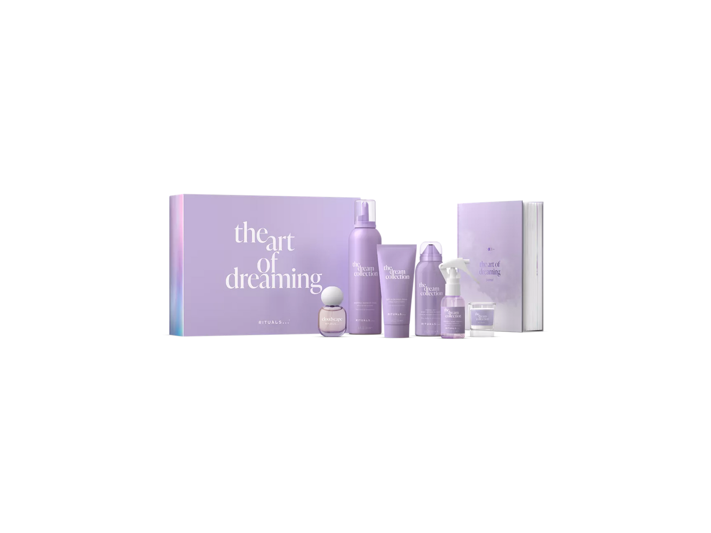 The Dream Collection Gift Set XL shower foam 250 ml, body cream 100 ml, body lotion mousse 150 ml, eau de parfum 15 ml, home fragrance 50 ml, scented candle 25 g, dream diary