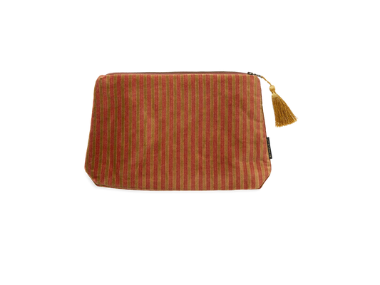 Vellore Medium Cotton Velvet Pouch Sand Stripe