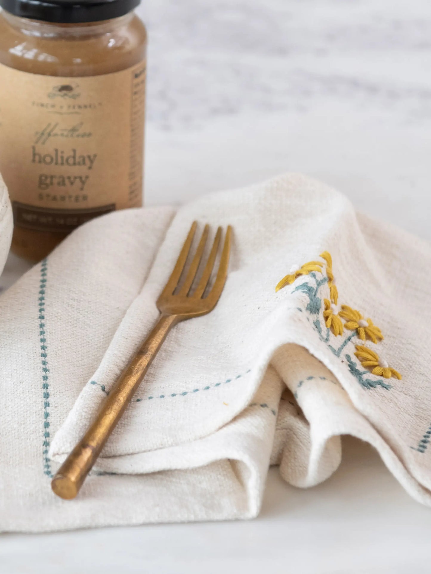 Embroidered Cotton Napkins, Set of 4