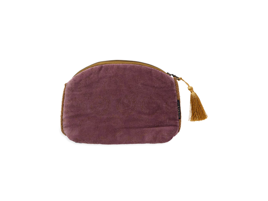 Vellore Small Cotton Velvet Pouch Peacock