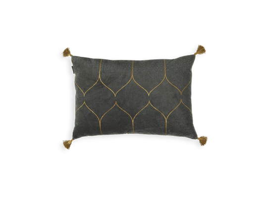 Vellore Cotton Velvet Cushion Cover 60x40cm Grey Blue