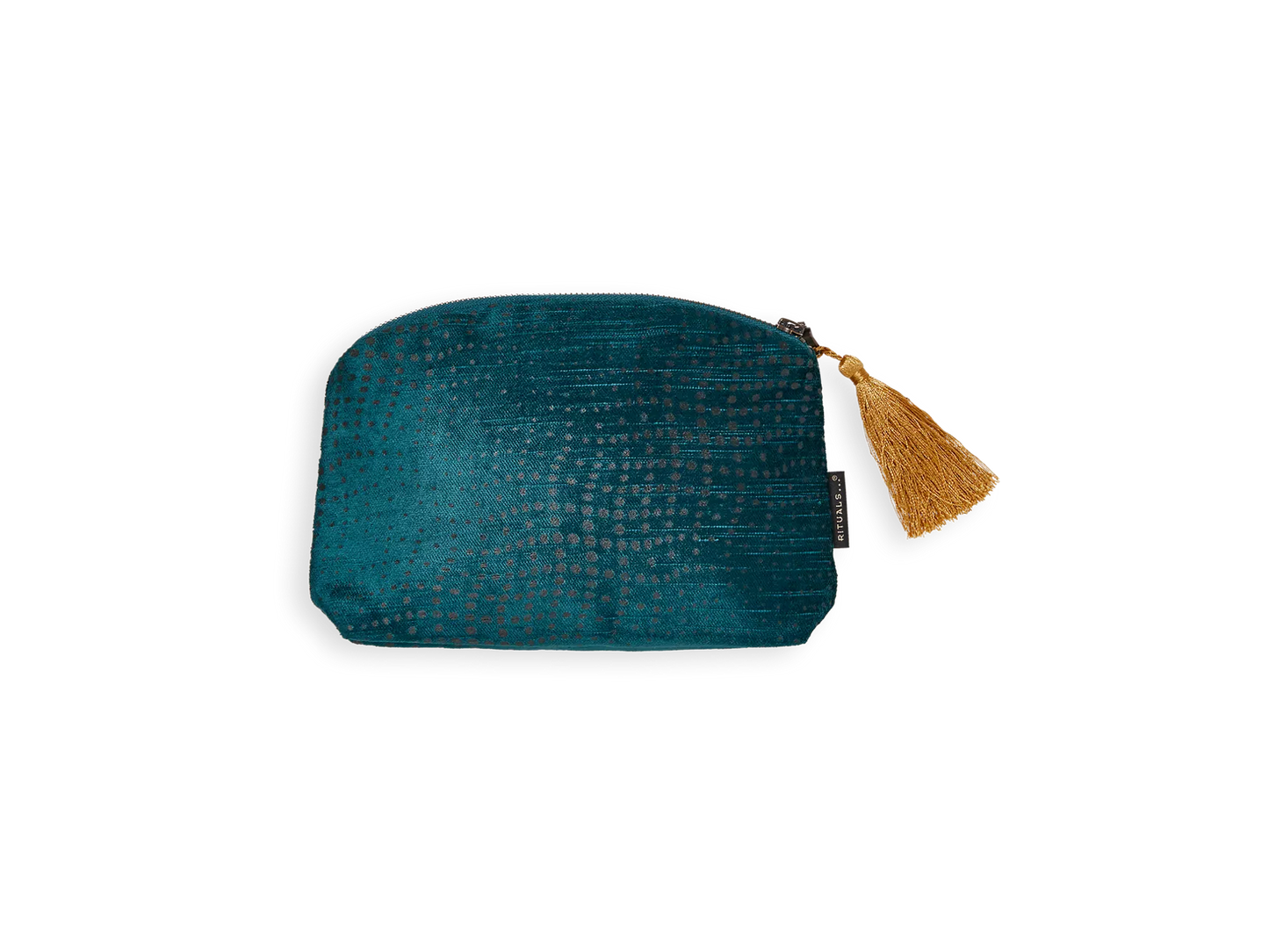 Vellore Small Cotton Velvet Pouch Petrol Blue