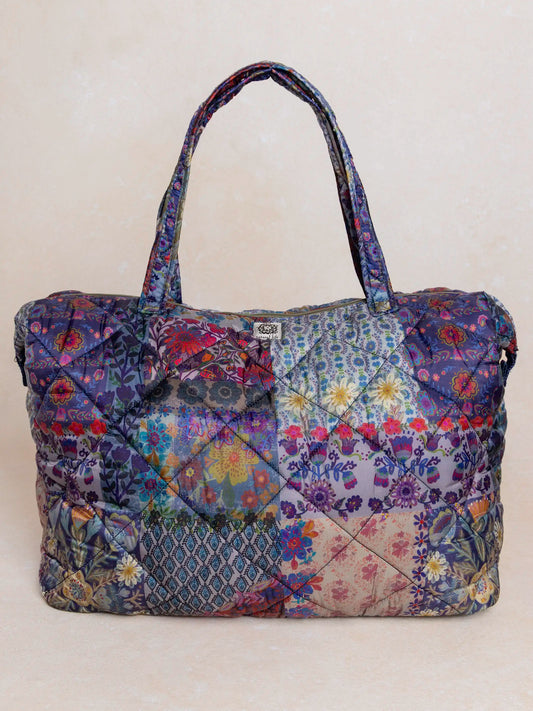 Puffy Weekender Bag - Blue Patchwork