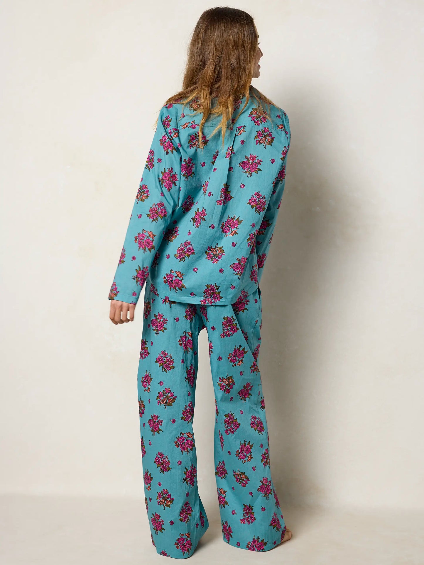 Mix & Match Cotton Pajama Pants - Flower Picking Teal