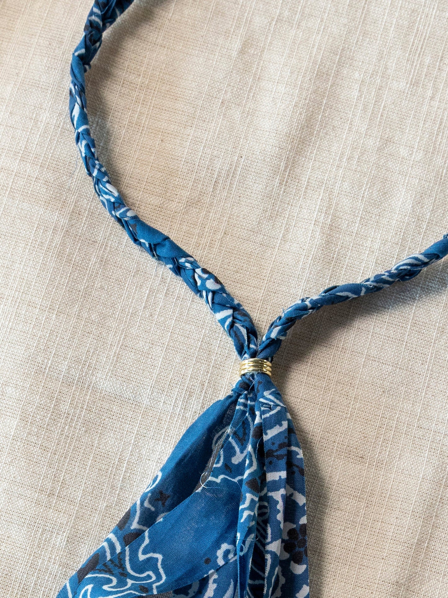 Braided Bandana Necklace - Indigo