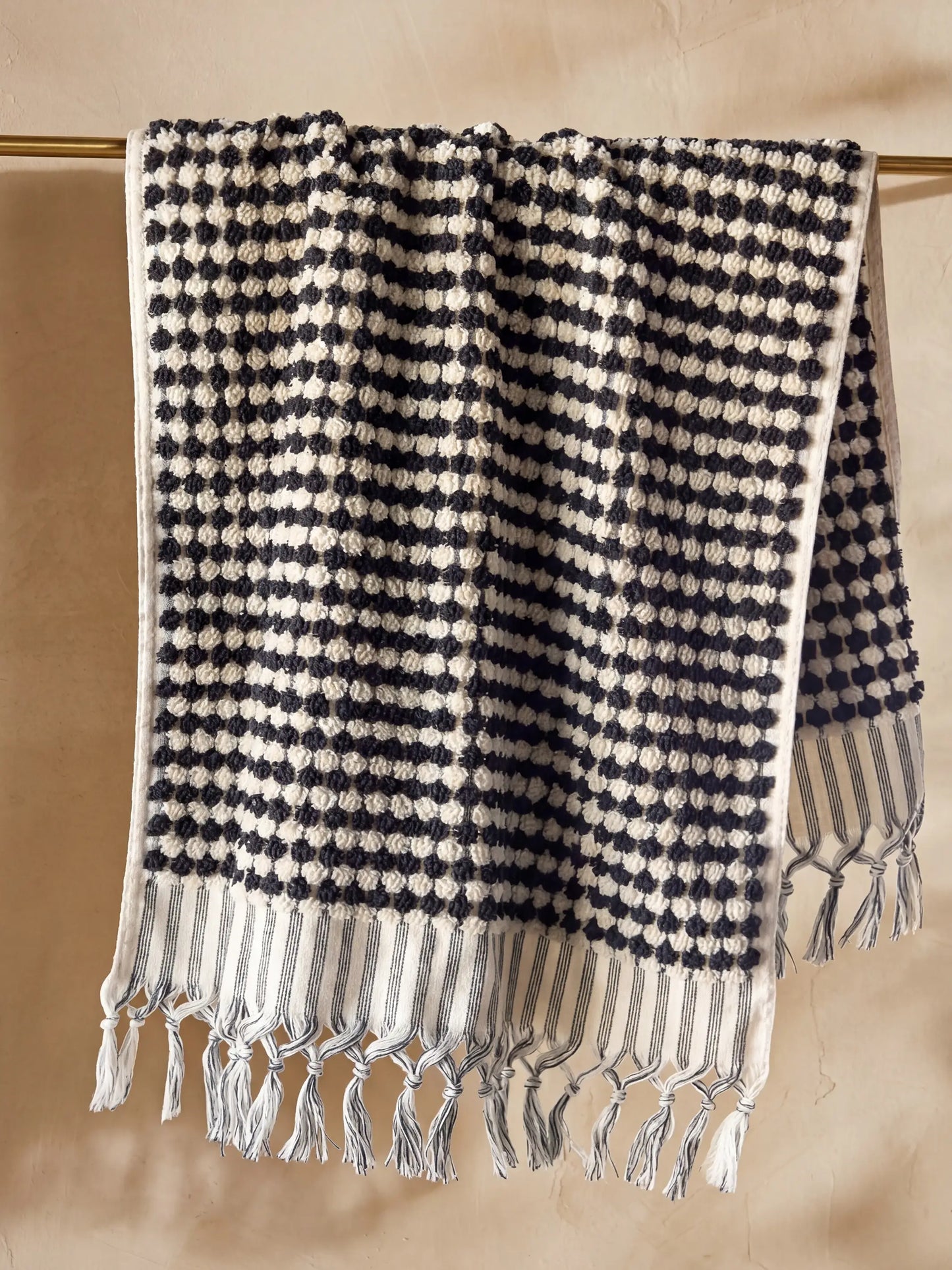 Turkish Cotton Woven Hand Towel - Black Gingham