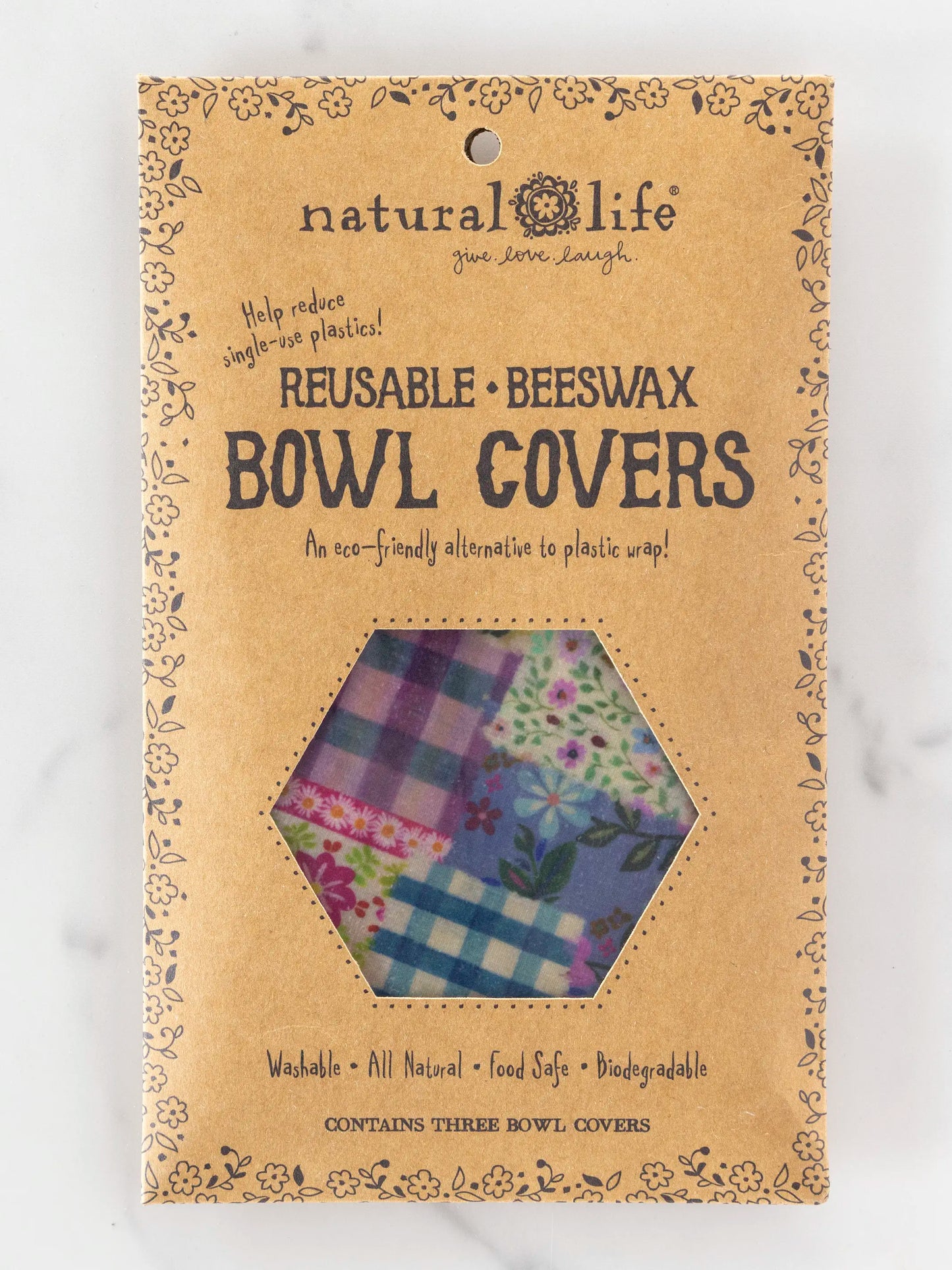 Beeswax Bowl Covers, Set of 3 - Gingham Floral Patchwork