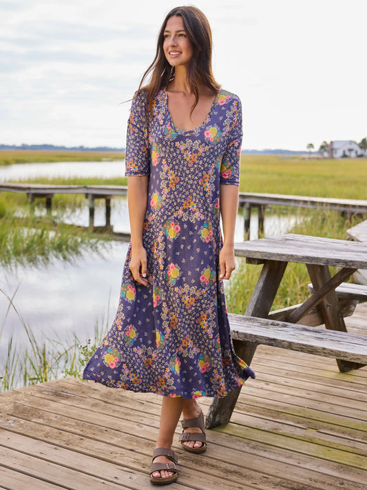 All Day "ButterSoft" Tee Dress - Tropic Bandana Navy