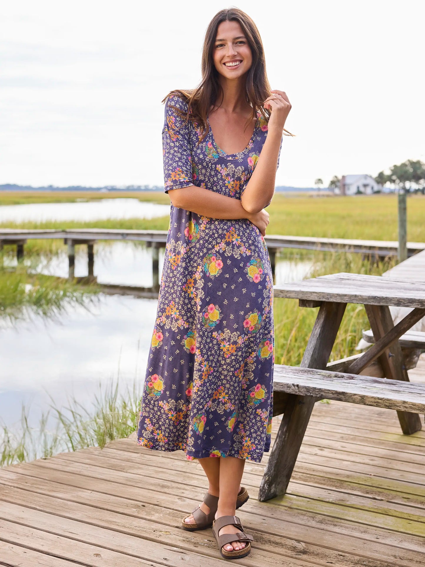All Day "ButterSoft" Tee Dress - Tropic Bandana Navy