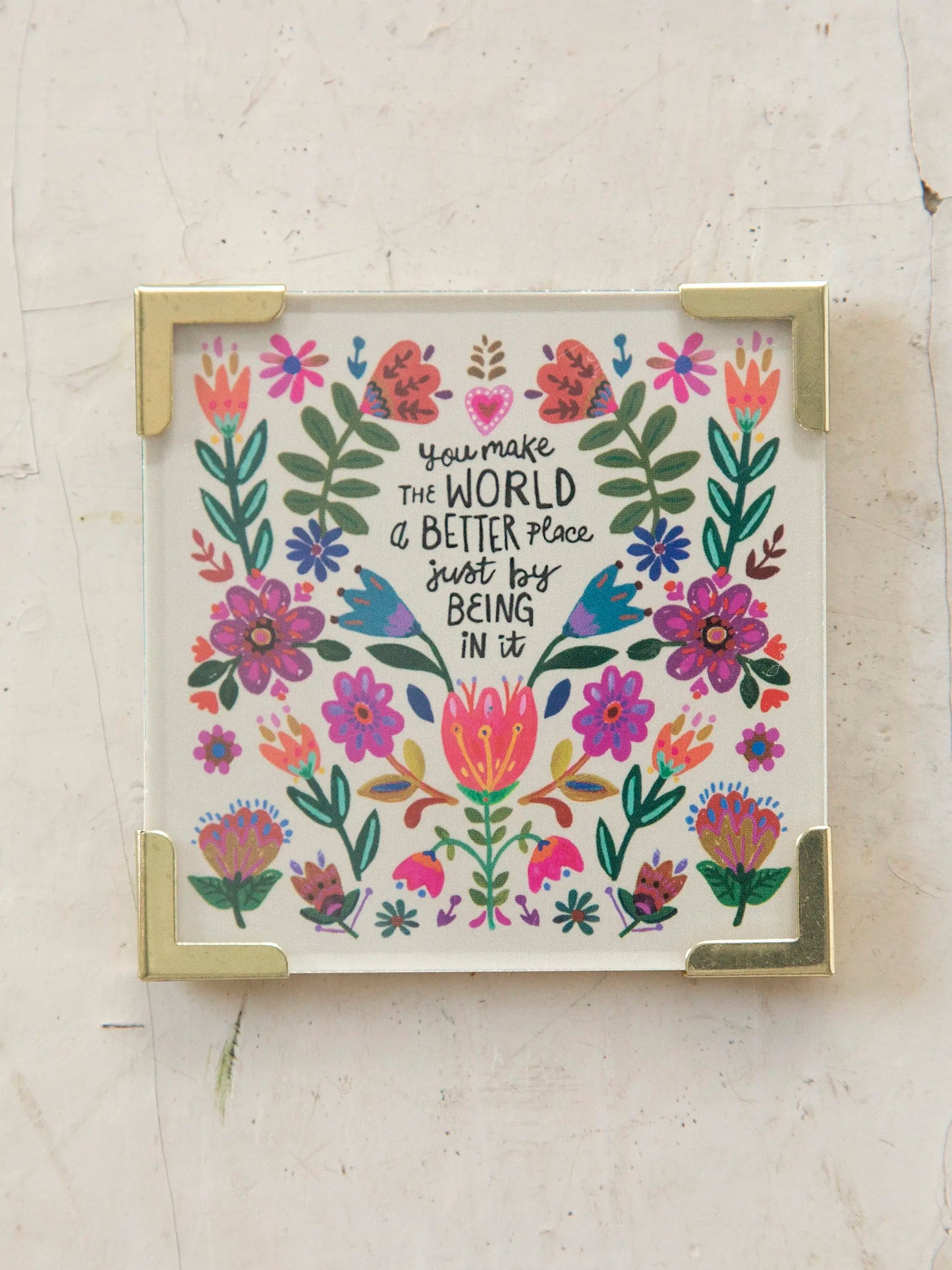 Corner Magnet Keepsake - Cream You Make The World Better