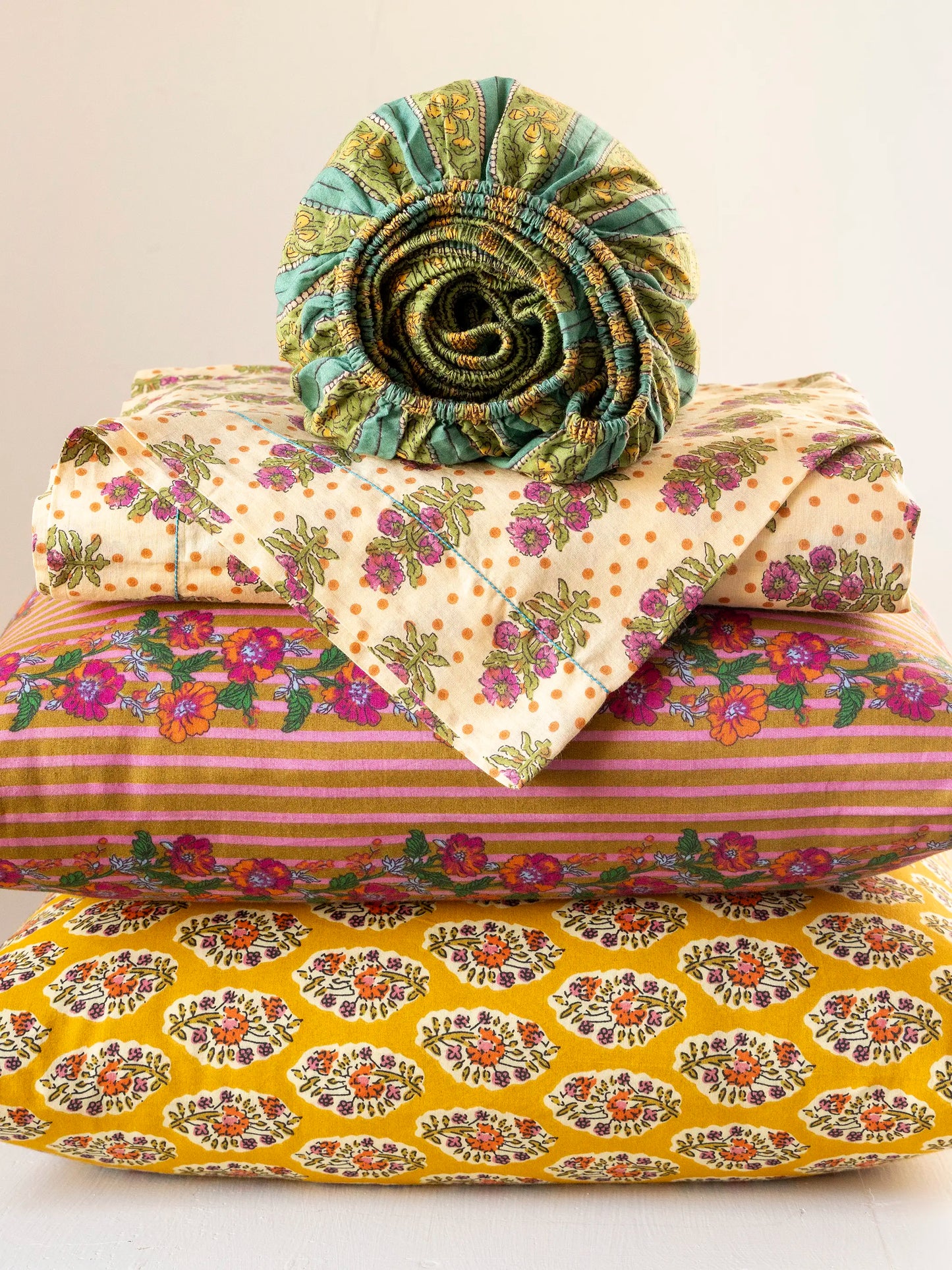 Mix & Match Cotton Fitted Sheet - Teal Vines