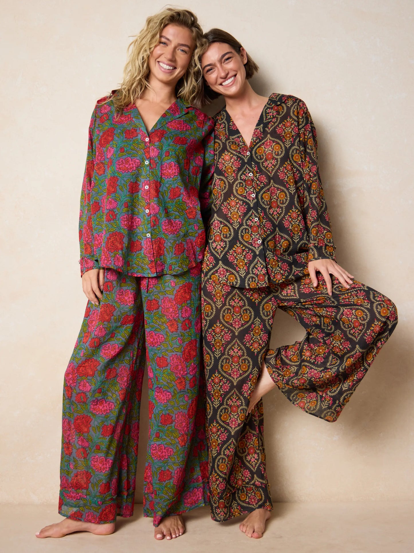 Dreamy Cotton Pajama Set - Charcoal Willow Medallion