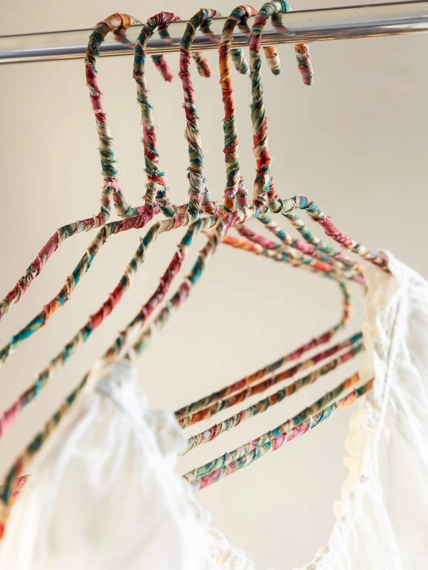 Upcycled Fabric Hangers, Set of 5