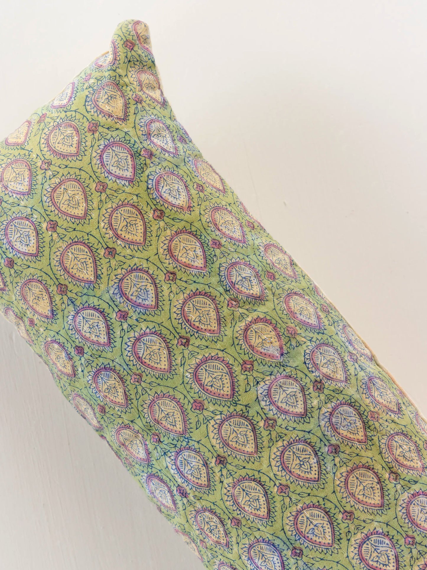 Vintage Kantha Reversible Lumbar Pillow - Green