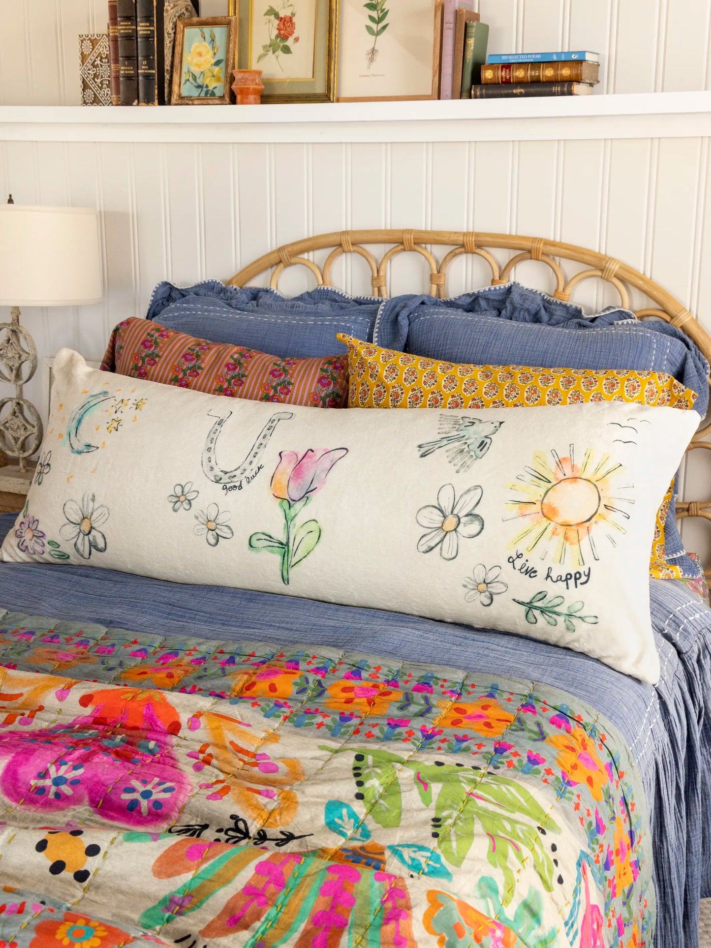 Reversible Cozy Body Pillow Cover - Cream Doodle