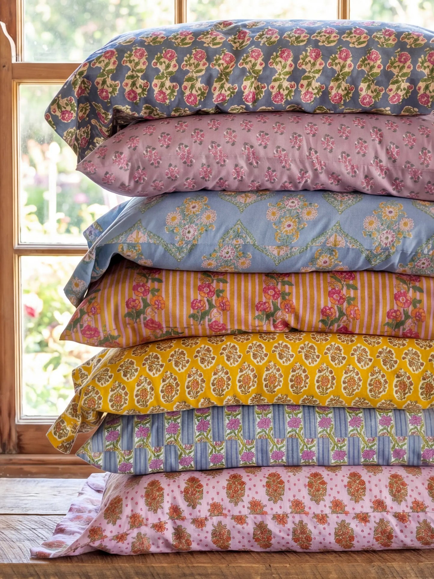 Mix & Match Cotton Pillowcase, Single - Chartreuse Bouquet Blooms