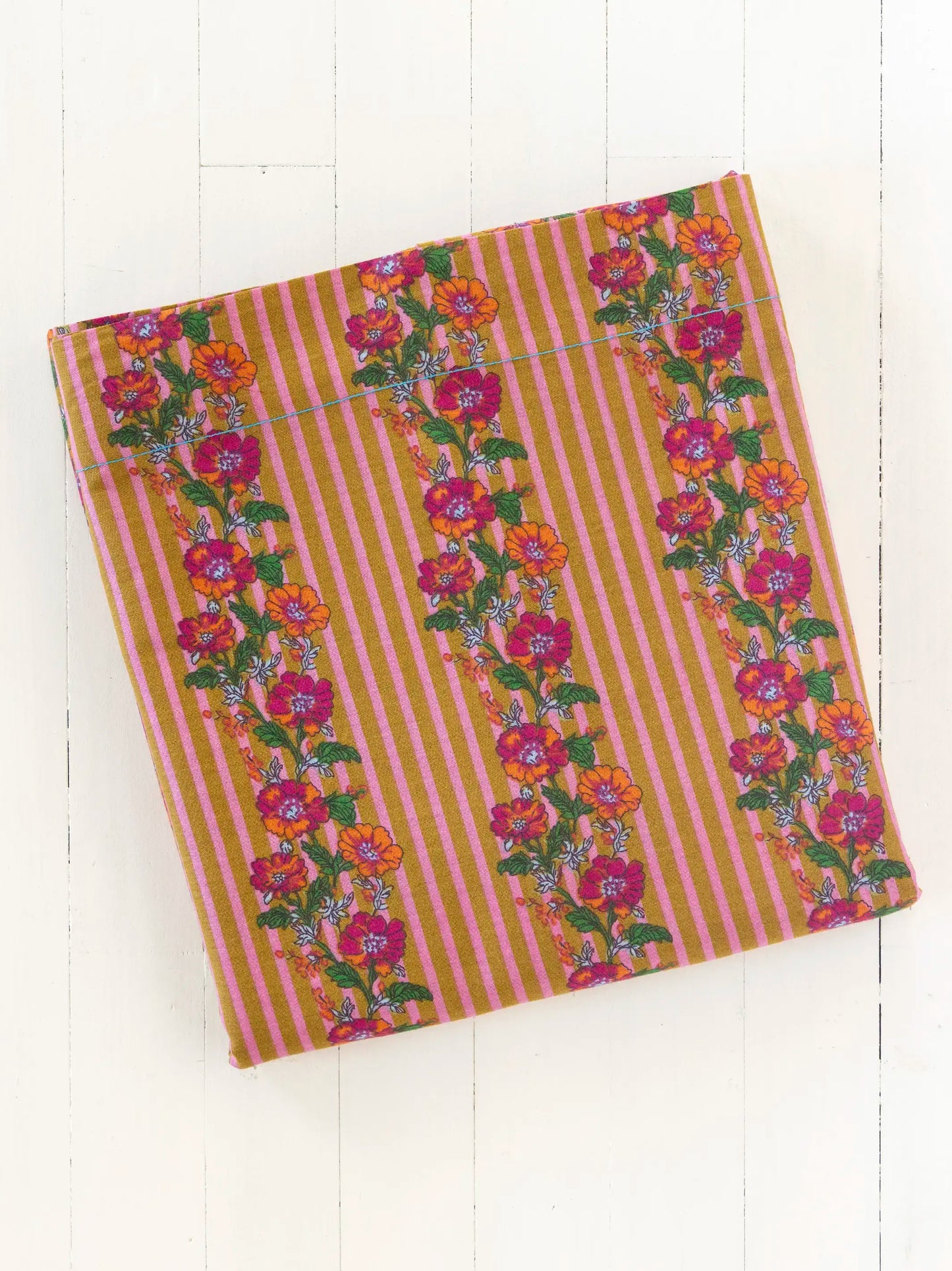 Mix & Match Cotton Flat Sheet - Pink Floral Stripe