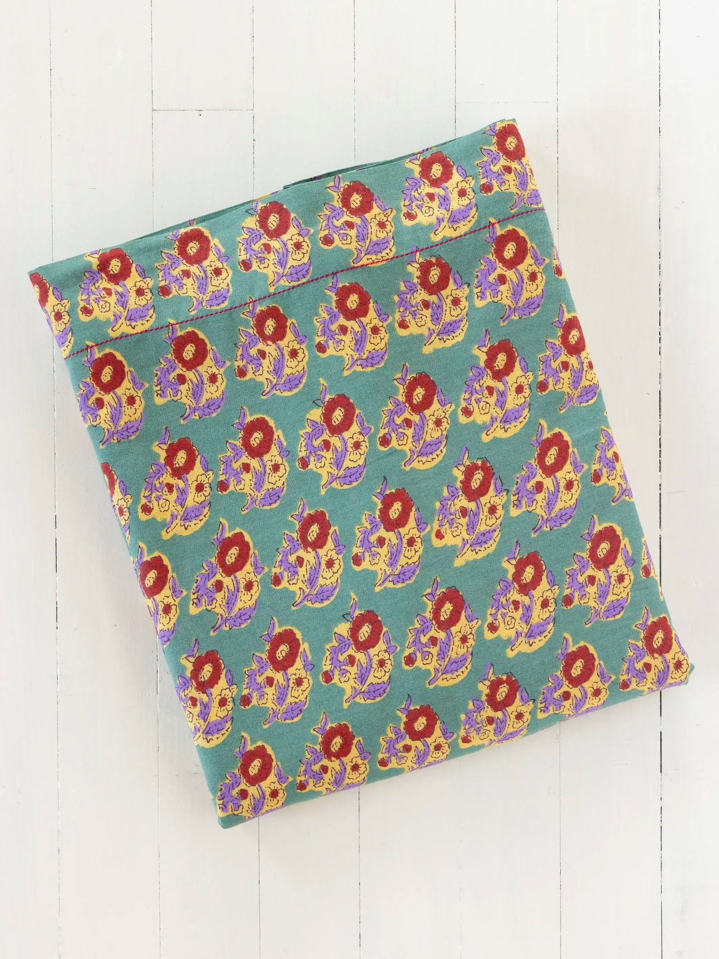 Mix & Match Cotton Flat Sheet - Teal Fields