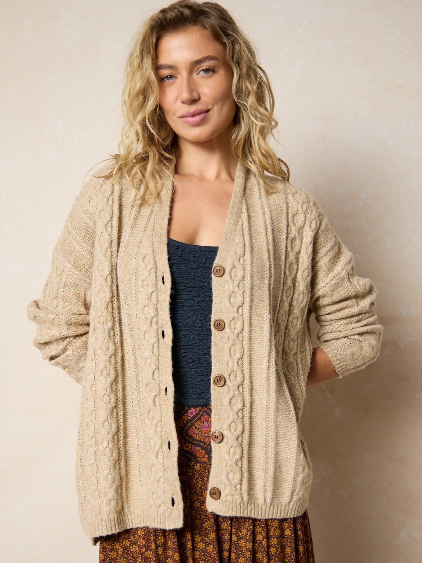 So Soft Grandpa Cardigan - Tan