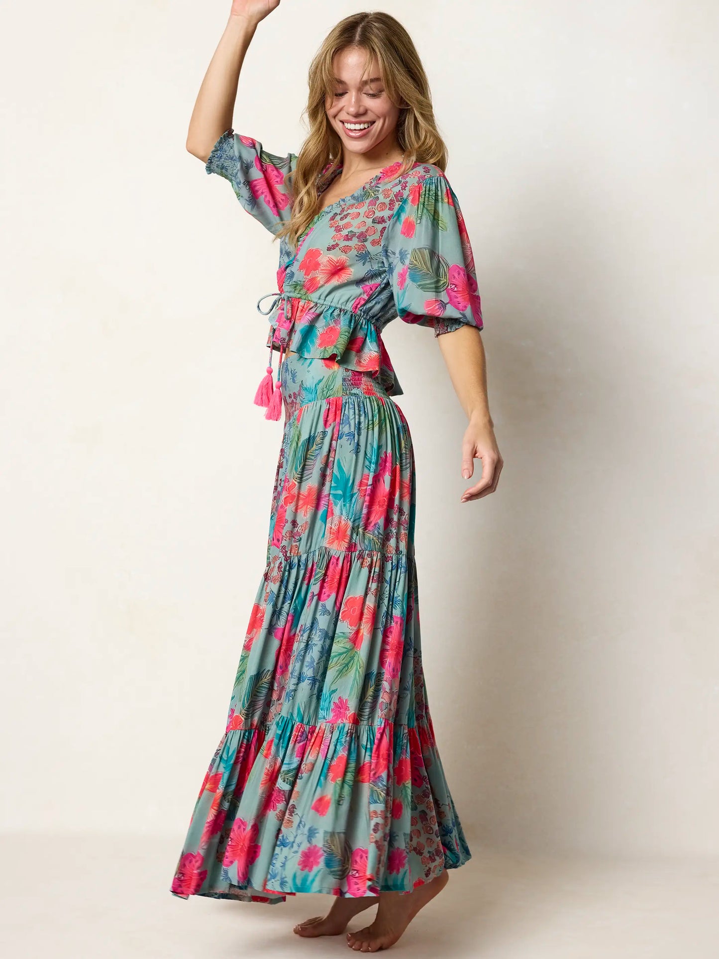 Hanna Convertible Maxi Skirt - Neon Tropical Floral