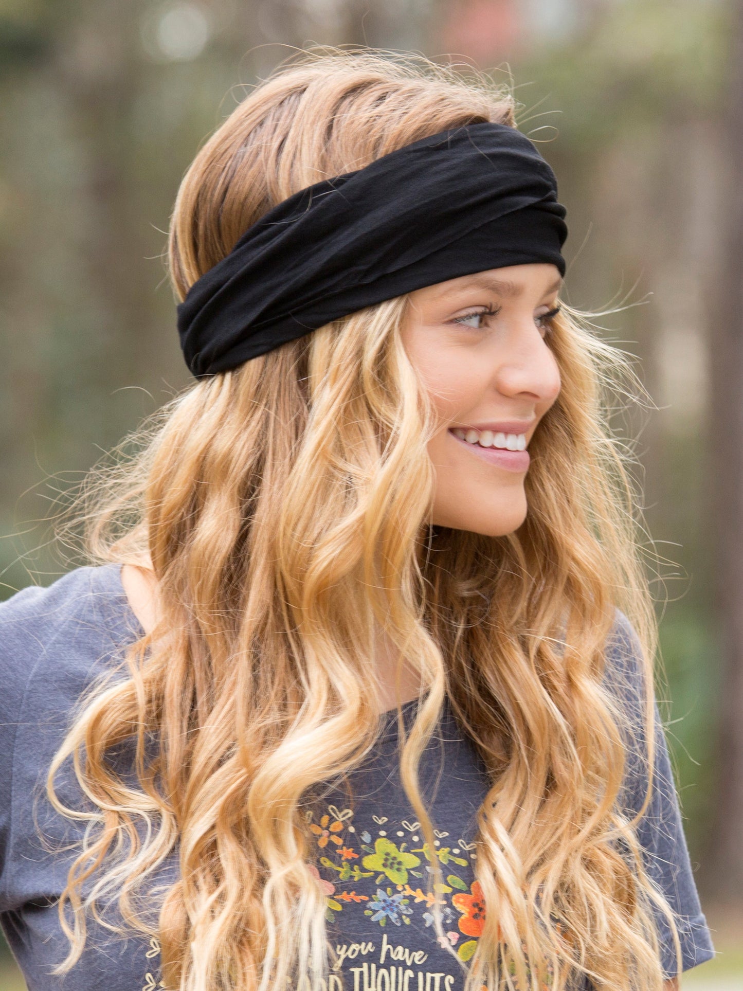 Solid Boho BandeauÂ® Headband - Black