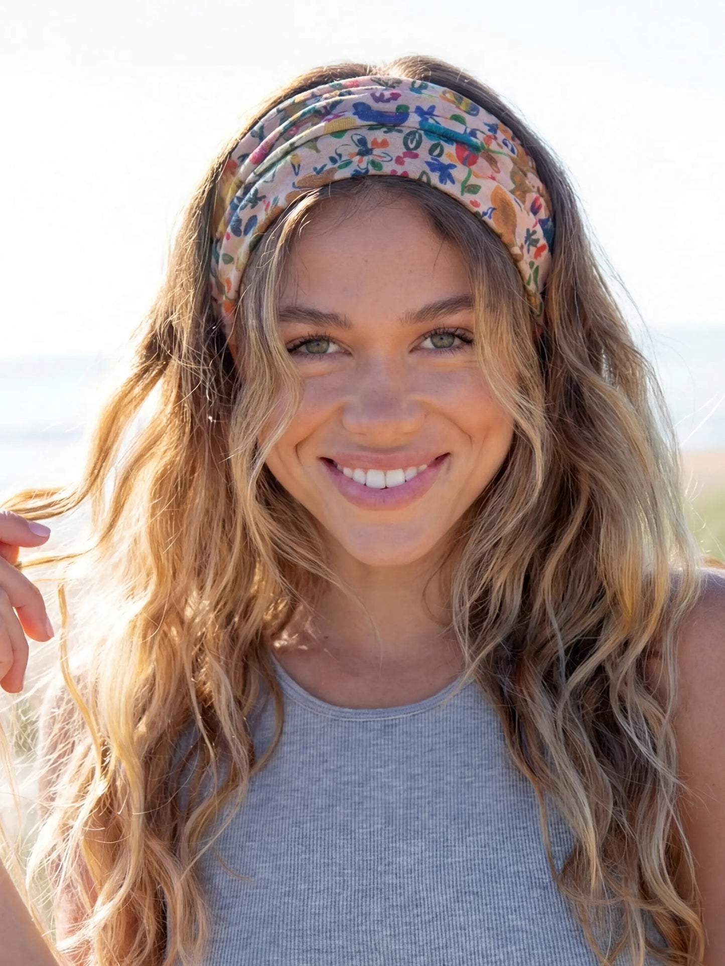 Full Boho BandeauÂ® Headband - Cream Borders